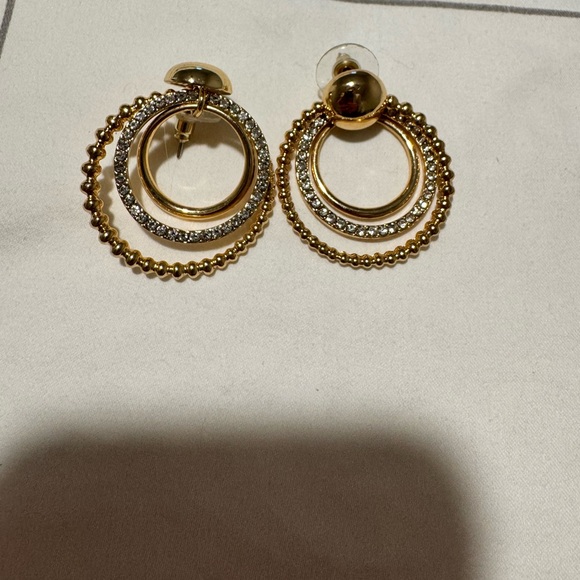 BaubleBar Jewelry - Elegant Gold and Crystal Hoop Earrings